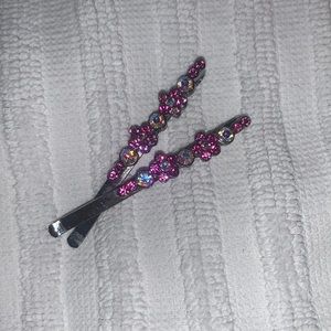 Pink & White Rhinestones Decor Hair Pin